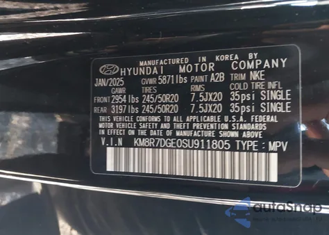 2025 Hyundai Palisade Calligraphy Night Edition z USA, uszkodzony, nr VIN KM8R7DGE0SU911805